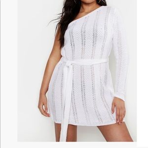 Plus Size One Shoulder Mini Beach Dress